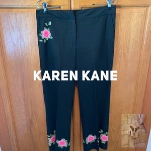 Karen Kane embroidered black slacks size 6